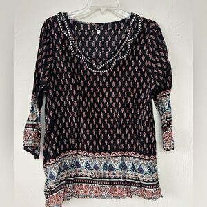 BKE Black and Red Patterned Blouse